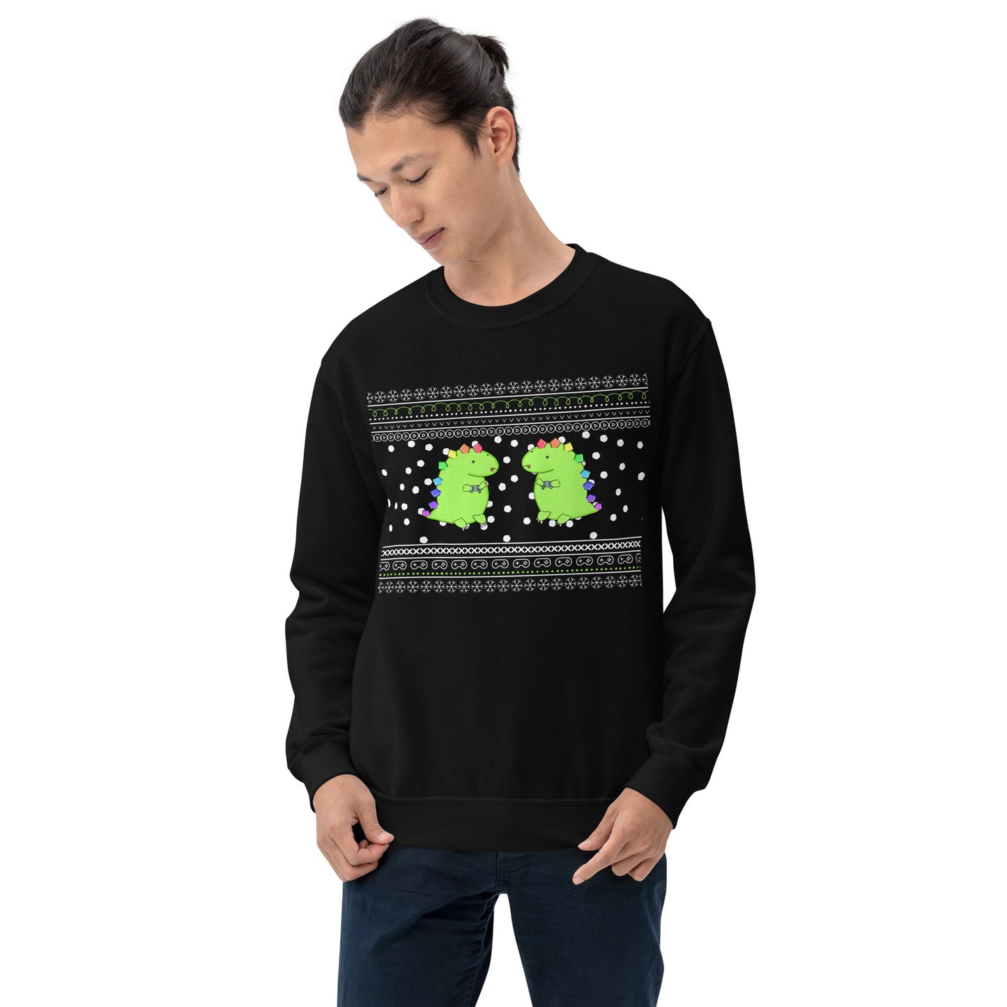 Gaming Dino - Winter Print - Sweatshirt - LOTS OF COLORS!