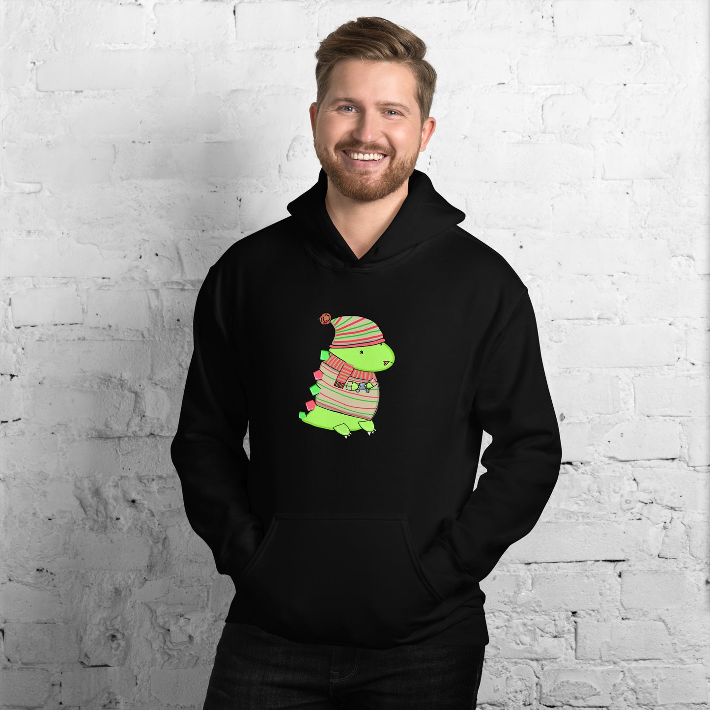 Holiday Gaming Dino - Hoodie - Extended Sizes