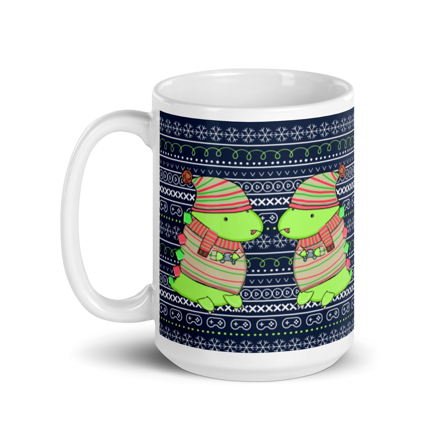 Holiday Gaming Dino - Super Size 15oz Mug