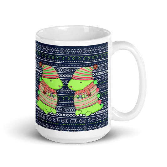 Holiday Gaming Dino - Super Size 15oz Mug