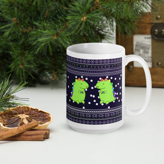 Gaming Dino - Winter Print SUPER SIZE 15 oz Mug